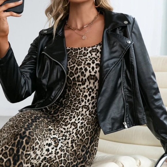 Vegan leather moto jacket